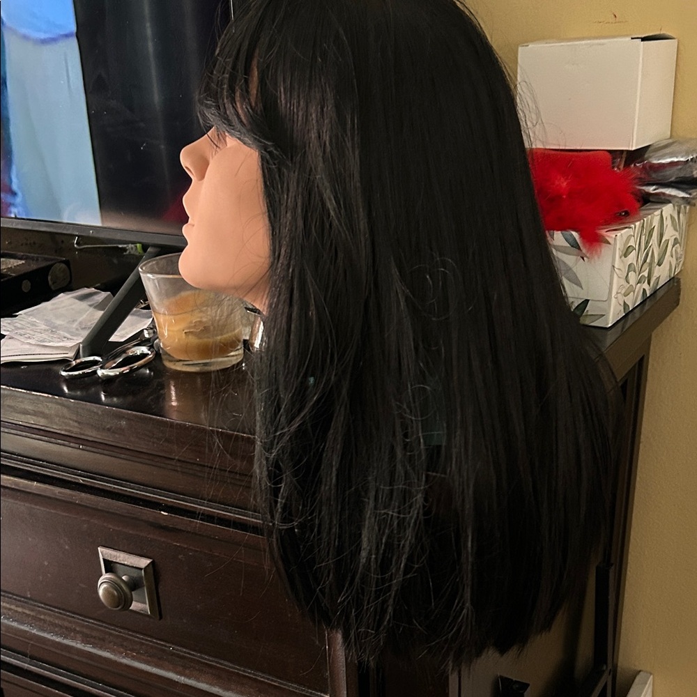 Black Hair wig w bangs